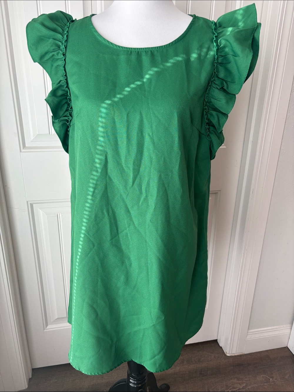 Emerald Ruffle Sleeve Tunic Dress
